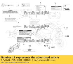 Aprilia 677070, Sticker linker voorschildband, OEM: Aprilia 677070