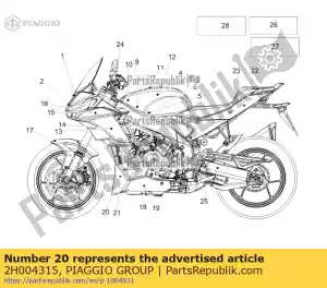 Piaggio Group 2H004315 decalco rossa dx puntale carena - Bottom side