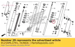 Ici, vous pouvez commander le joint, poussière auprès de Honda , avec le numéro de pièce 91254ML3791: