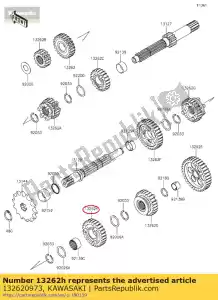 kawasaki 132620973 engrenagem, saída 3, 28t klx150cds - Lado inferior