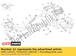 aprilia AP8119425 junta da unidade de exaustão - Lado superior