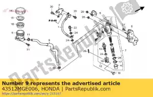 honda 43512MGE006 tuyau comp., rr. maître-cylindre de frein - La partie au fond