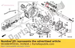 Ici, vous pouvez commander le écrou a, rr. Essieu auprès de Honda , avec le numéro de pièce 90308HM5930: