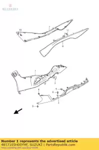suzuki 4817105H00YHF schild, beenzijde - Onderkant