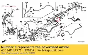 Honda 43314MCA971 main hose b, rr. brake - Bottom side