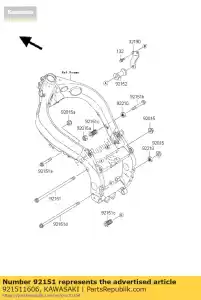 Kawasaki 921511606 bolt,flanged,10x252 - Bottom side