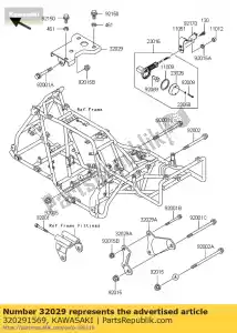 kawasaki 320291569 soporte motor, superior klf300-b1 - Lado inferior