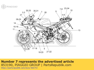 aprilia 853190 números de etiqueta rh - Lado inferior