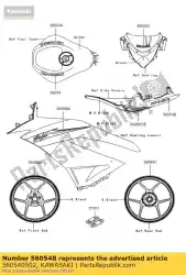 Aquí puede pedir marca, cubierta trasera, zx-6r zx600raf de Kawasaki , con el número de pieza 560540502: