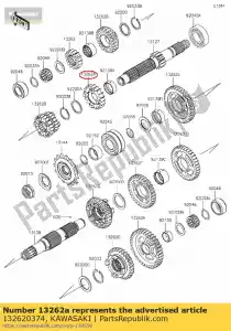 kawasaki 132620374 engrenagem, entrada 5, 19t zx600p7f - Lado inferior