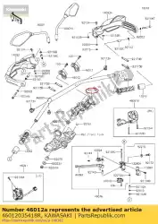 Here you can order the holder-handle,lwr,f. S. Bl from Kawasaki, with part number 46012035418R: