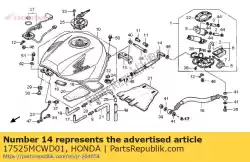 Ici, vous pouvez commander le tuyau, retour de carburant auprès de Honda , avec le numéro de pièce 17525MCWD01: