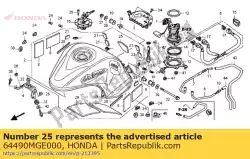 Aqui você pode pedir o comp. Da tampa, centro do tanque de combustível em Honda , com o número da peça 64490MGE000: