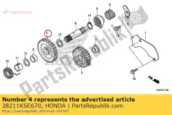 Here you can order the pinion, kick starter(28t) from Honda, with part number 28211KSE670: