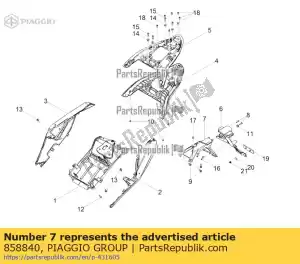 Piaggio Group 858840 soporte de matrícula superior - Lado inferior