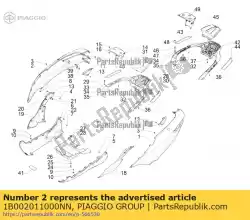 Aqui você pode pedir o painel lateral direito em Piaggio Group , com o número da peça 1B002011000NN: