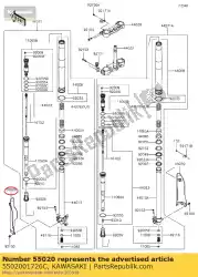 bewaker, vork, lh, ebbenhout van Kawasaki, met onderdeel nummer 5502001726C, bestel je hier online: