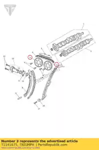 triumph T1141075 eixo de comando de roda dentada 34t - Lado inferior