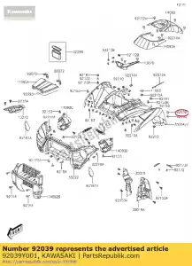 kawasaki 92039Y001 remache, 3.2x9.8 kvf300ccf - Lado inferior