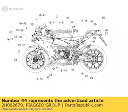 Aprilia 2H002679, Sticker voorkuip links 