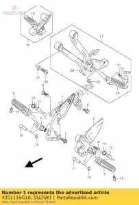 Suzuki 4351116G10 support, pied fr - La partie au fond