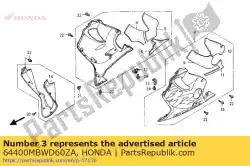 Qui puoi ordinare set cappuccio, r. Inferiore (wl) * da Honda , con numero parte 64400MBWD60ZA: