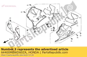 Honda 64400MBWD60ZA cowl set, r. lower (wl) * - Bottom side
