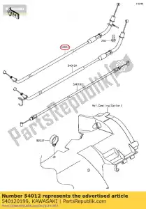 kawasaki 540120199 acelerador de cabo, fechando zg1400a - Lado inferior