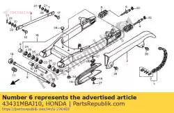 Ici, vous pouvez commander le bras, rr brk stpr auprès de Honda , avec le numéro de pièce 43431MBAJ10: