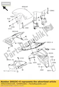 Kawasaki 35023160210E spatbord-achter, cnt, blauw - Onderkant