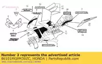 86101MGPM30ZC, Honda, marque, honda (250mm) * type honda cbr fireblade rr ra cbr1000ra cbr1000rr 1000 , Nouveau