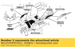 merk, honda (250mm) * type van Honda, met onderdeel nummer 86101MGPM30ZC, bestel je hier online: