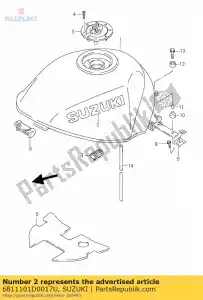 suzuki 6811101D0017U emblème, réservoir de carburant - La partie au fond