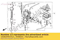 Here you can order the bolt, holding from Honda, with part number 16082KB1921: