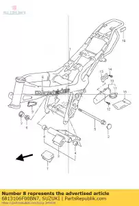 suzuki 6813106F00BN7 embleem, frame - Onderkant