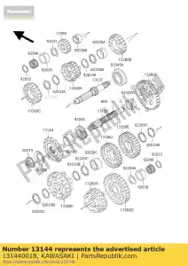 Kawasaki 131440018 tandwiel-output, 15t - Onderkant