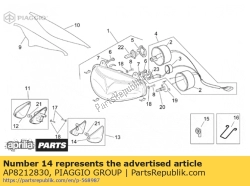 Aprilia AP8212830, Lh front turn indicator lens, OEM: Aprilia AP8212830