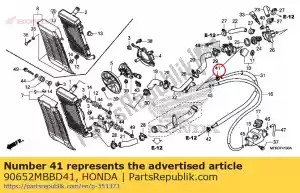 Honda 90652MBBD41 abrazadera, tubo, 17.5 - Lado inferior