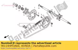 Aquí puede pedir tornillo, rueda dentada conducida, 10 de Honda , con el número de pieza 90114HM3A60: