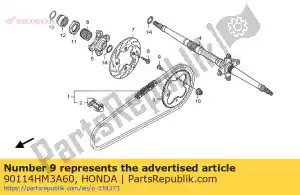 Honda 90114HM3A60 tornillo, rueda dentada conducida, 10 - Lado inferior