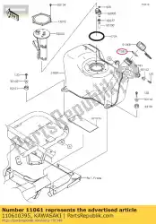 Here you can order the 01 gasket,fuel tank cap from Kawasaki, with part number 110610395: