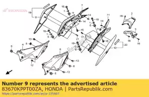 Honda 83670KPPT00ZA cubierta, r. rr. * nha35m * - Lado inferior