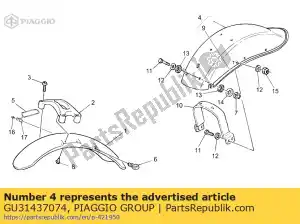 Piaggio Group GU31437074 rear mudguard blank - Bottom side