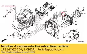 honda 17214MGZD00 sello, tapa del filtro de aire - Lado inferior