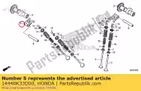 14440K33D00, Honda, Arm comp., ex. klep rots honda cbr  r crf ra l x m cbr250r cbr250ra crf250l crf250m cb300fa cbr300ra crf250la crf250rla cbf300ra 250 300 , Nieuw