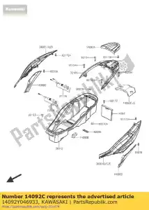 kawasaki 14092Y046933 deksel, rvs, zwart sc300aef - Onderkant