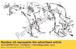 Aqui você pode pedir o grampo, mangueira de freio em Honda , com o número da peça 45158MBTD10: