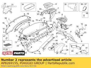 Piaggio Group AP8269155 lh rear fairing. white - Bottom side