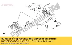 honda 18653MCWD00 tubo c, válvula de controle de injeção de ar - Lado inferior