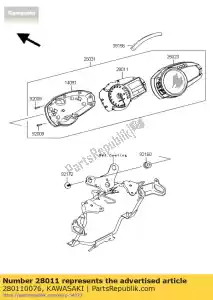 Kawasaki 280110076 mètre, tacho et lcd - La partie au fond